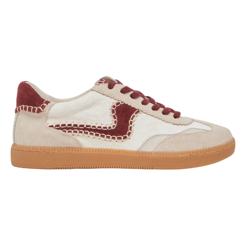 luxury women’s sneakers for casual fashion -Dolce Vita Women's Notice Stitch White/Red Calf Hair