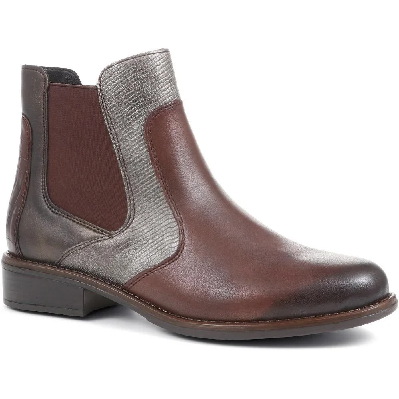 women’s shoes for working long hours -Leather Snakeskin Chelsea Boots - DRS36511 / 322 974