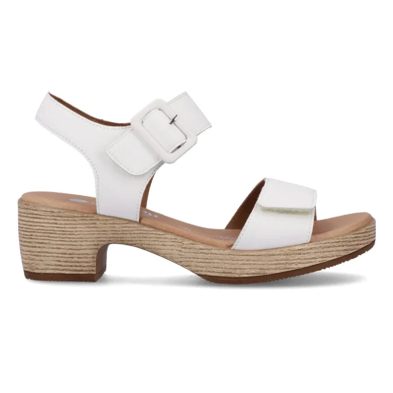 women’s sandals with arch support -Rieker Women's D0N52-80 Jerilyn White Leather