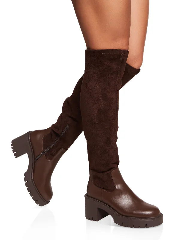 women’s high heels for work attire -Mid Heel Platform Over the Knee Boots