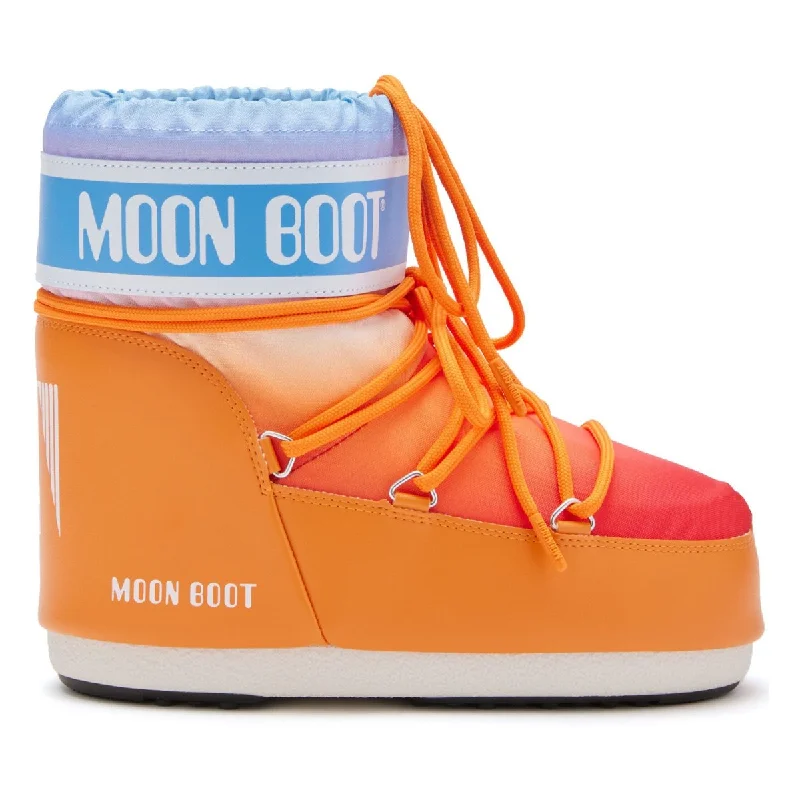 trendy women’s flats for spring fashion -Moon Boot Women's Icon Low Sunrise-Print/Orange