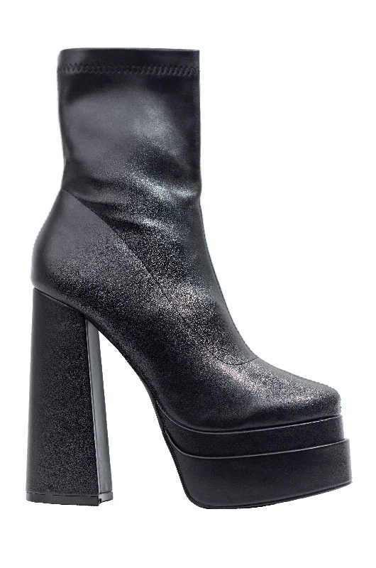 women’s chic heels for formal dinners -Raku - Stretch Lycra High Heel Ankle Boots For Women