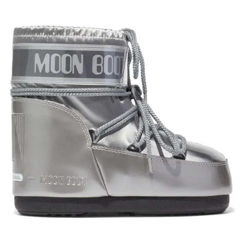 women’s stylish slip-on shoes for the weekend -Moon Boot Women's Icon Low Glance Silver Satin