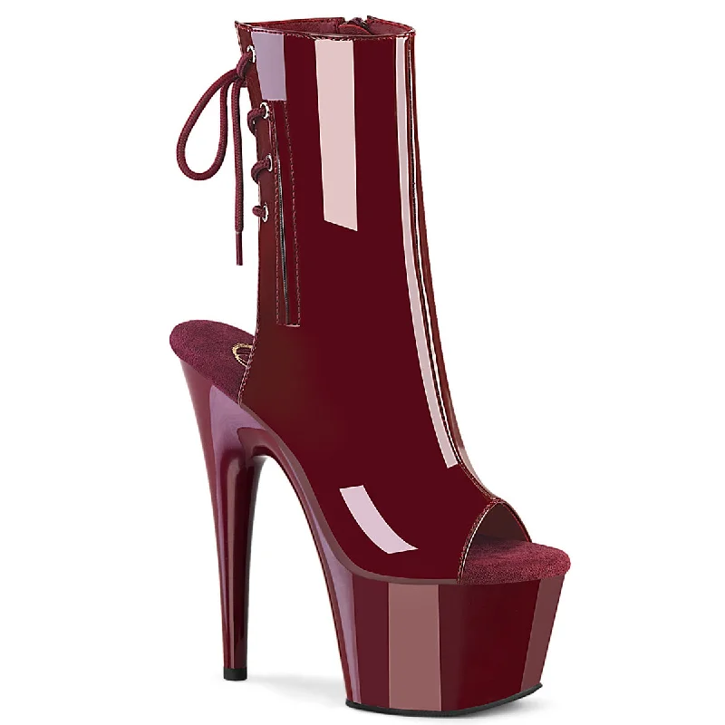 women’s summer sandals with straps -ADORE-1018 Burgundy Peep Toe Ankle Boot