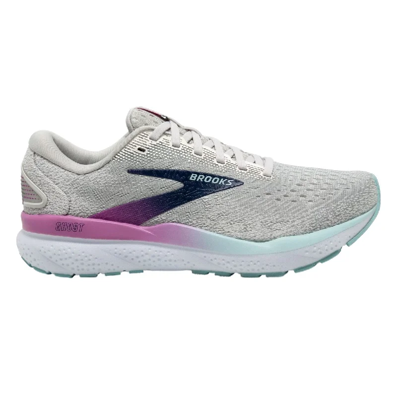 luxury women’s shoes for weddings -Brooks Women's Ghost 16 White/Grey/Estate Blue