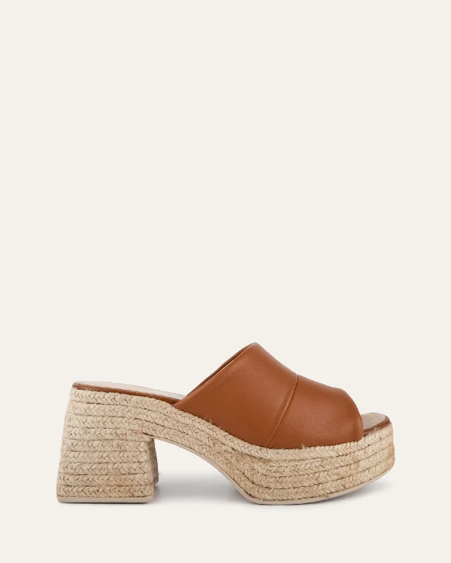 women’s booties for fashionable fall outfits -KRISTEN HIGH HEEL ESPADRILLE SANDALS TAN LEATHER