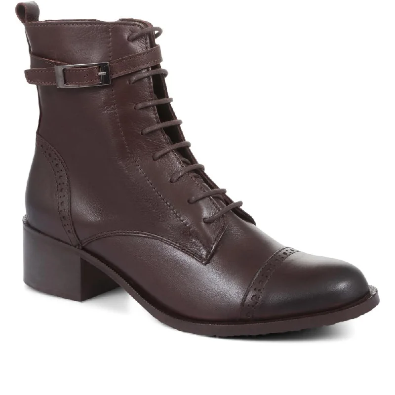 women’s waterproof shoes for rainy days -Madie Heeled Leather Ankle Boots - MADIE / 320 433