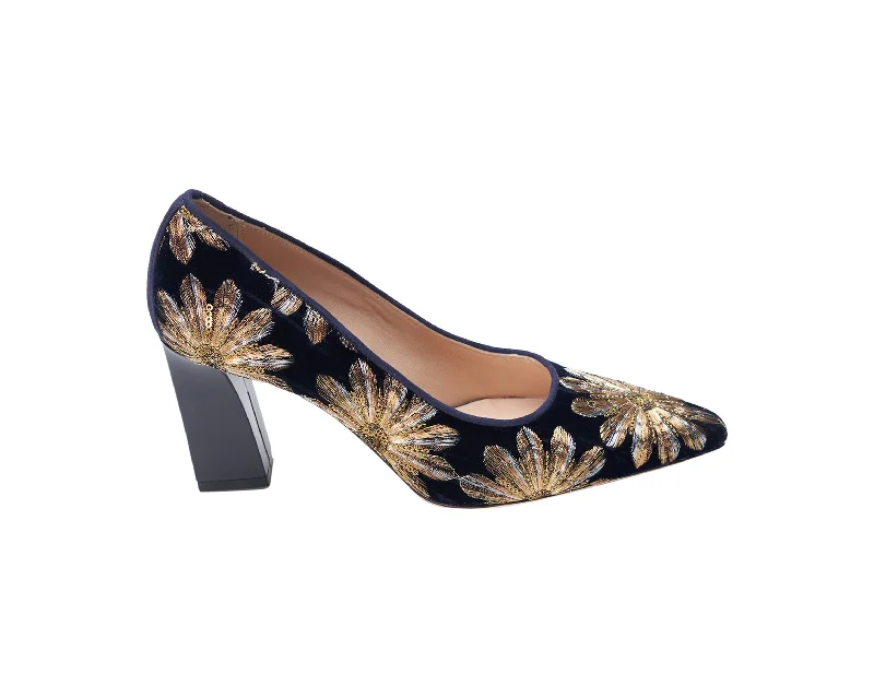 Navy Brocade Velvet