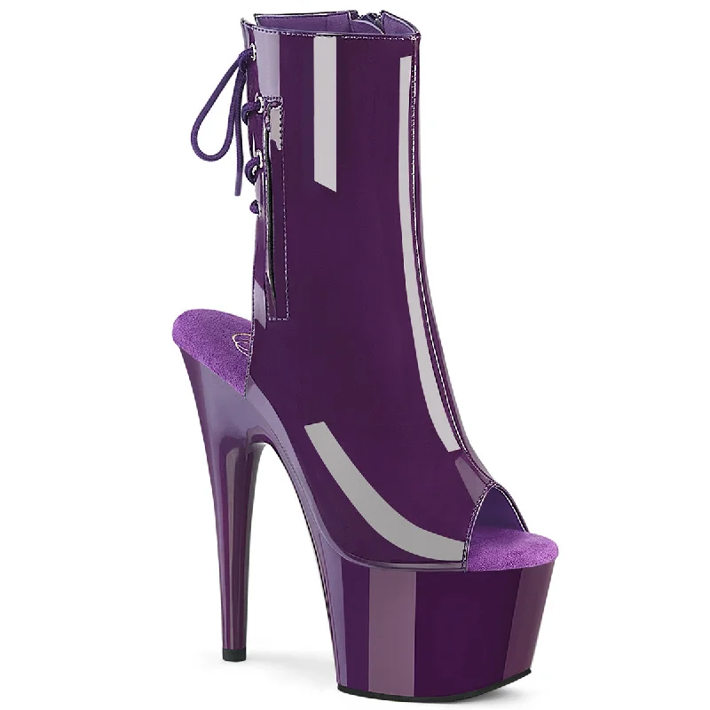 luxury women’s heels for special events -ADORE-1018 Purple Peep Toe Ankle Boot