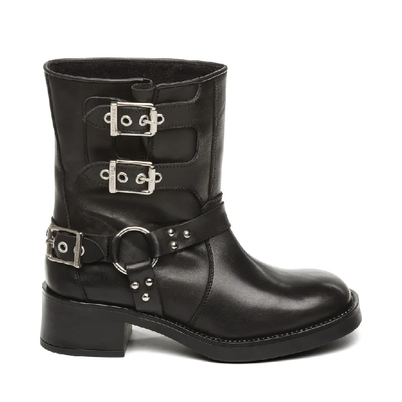 women’s booties for fashionable fall outfits -Becase Boot BLACK LEATHER