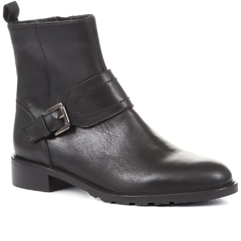 women’s dress shoes for special occasions -Laurel Leather Buckle Ankle Boots - LAUREL / 322 542