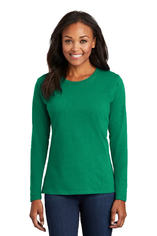 classic women’s cardigans for layering -Port & Company Womens Core Long Sleeve Crewneck T-Shirt - Kelly Green