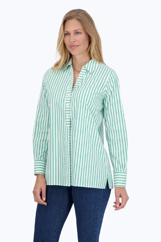 best women’s clothing for business travel -Pamela Stretch No Iron Stripe Shirt