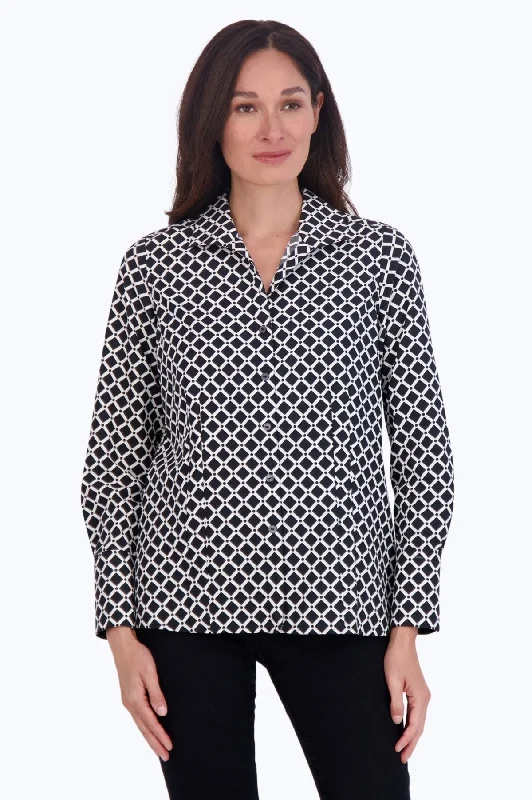 women’s fashionable outfits for summer 2025 -Katie No Iron Diamond Grid Shirt