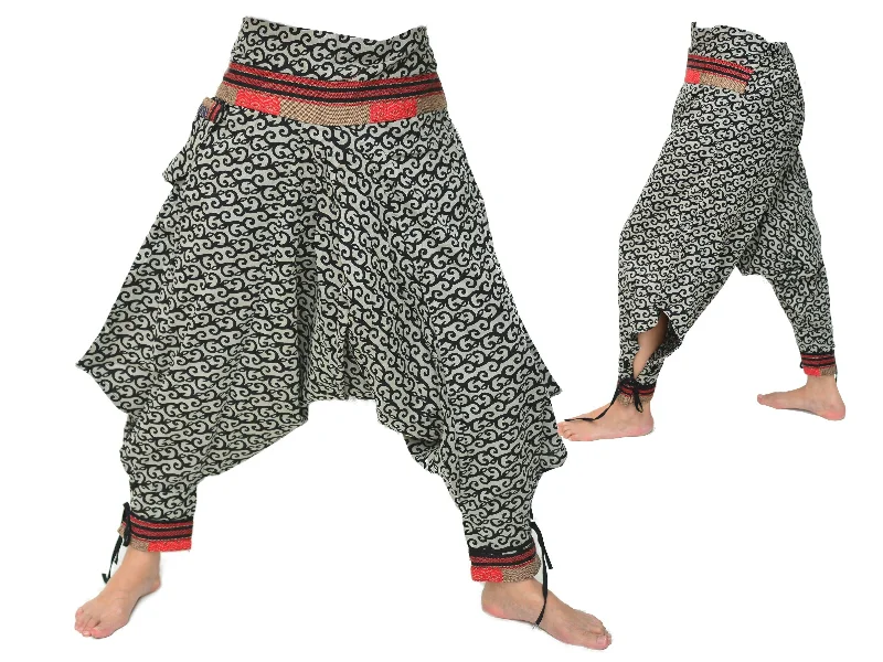 stylish women’s dresses for weekend wear -Samurai Style Harem Pants Men Women Black Grey