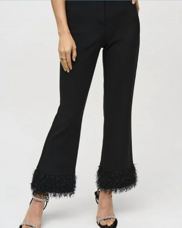 women’s velvet dresses for special occasions -Silky Knit And Novelty Flared Pants In Black