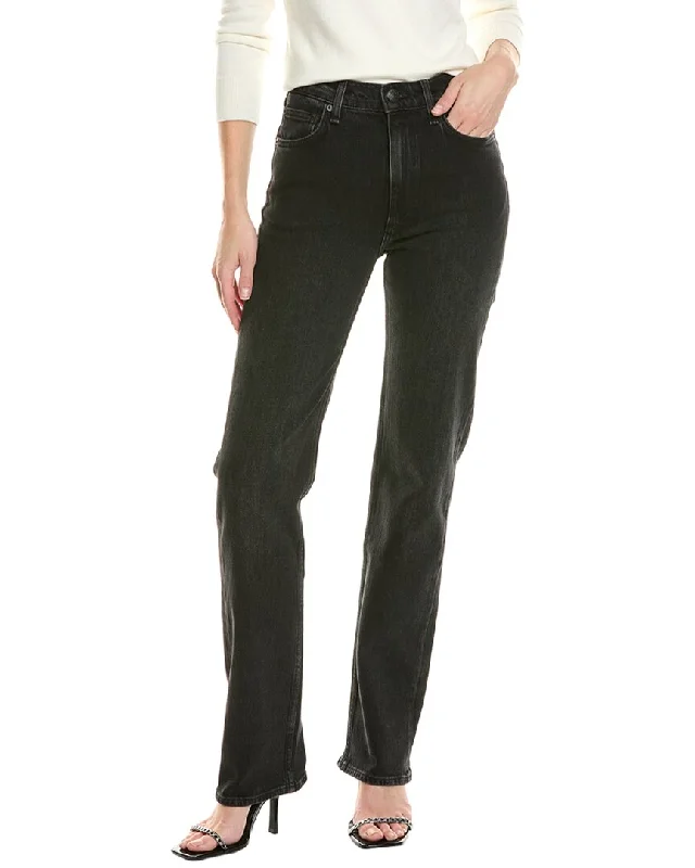 women’s soft and cozy cardigans for fall -rag & bone Harlow Full-Length Worn Black Straight Jean