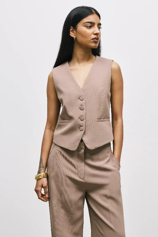 women’s formal blouses for work attire -Effortless Waistcoat - Oak