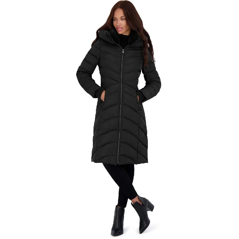 best women’s coats for rainy weather -Laundry by Shelli Segal Women’s Long Quilted Puffer Coat with Faux Fur Collar