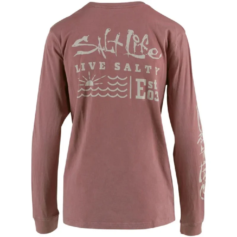 women’s dresses with lace details for elegance -Salt Life - Women's Sea Story Long Sleeve Boyfriend Tee