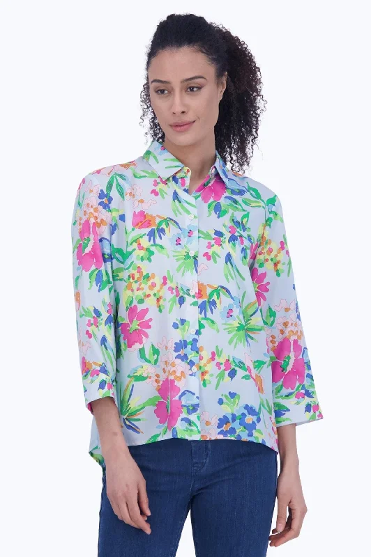 women’s off-the-shoulder tops for casual wear -Kelly No Iron Painterly Floral Shirt