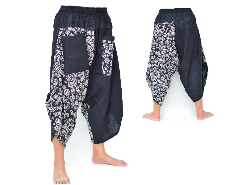 women’s stylish leggings for workouts -Samurai Style Harem Pants Men Women Black Grey