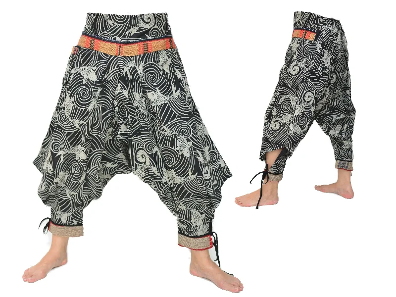 women’s workout wear for comfortable fitness -Samurai Style Harem Pants Men Women Black Grey