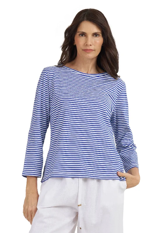 women’s warm coats for winter 2025 -Marina Royal Blue Stripes - Long Sleeve T-Shirt