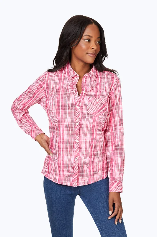 women’s chic jackets for fall style -Hampton Purely Plaid Crinkle Shirt