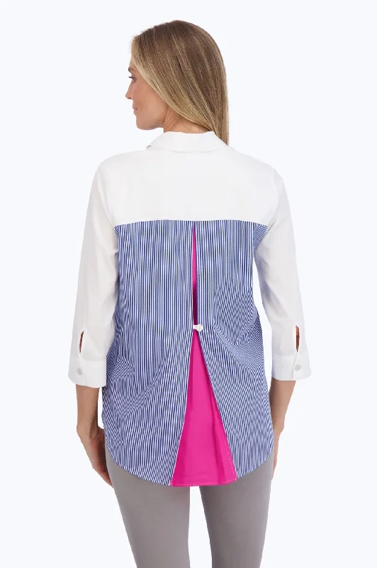 women’s high heels for office wear -Kelly Stretch No Iron Colorblock Stripe Shirt