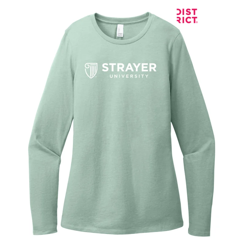 chic women’s sweatshirts for fall and winter -NEW STRAYER District® Women’s Perfect Blend® CVC Long Sleeve Tee - Heathered Dusty Sage