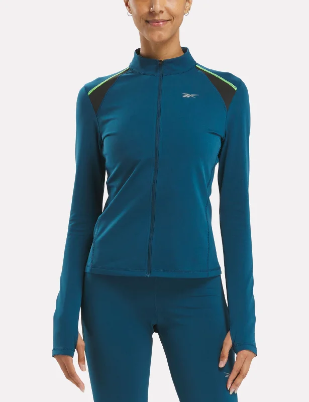 women’s skirts for stylish office wear -Running Warming Jacket - Escape Blue