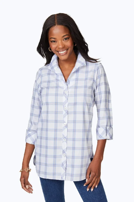 best women’s coats for rainy weather -Pandora No Iron Breezy Plaid Tunic