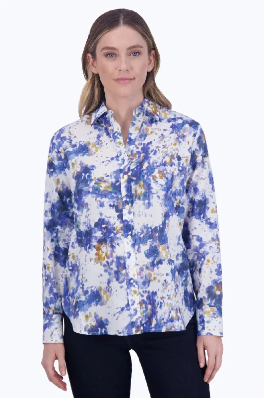 women’s soft and cozy cardigans for fall -Meghan No Iron Abstract Floral Shirt