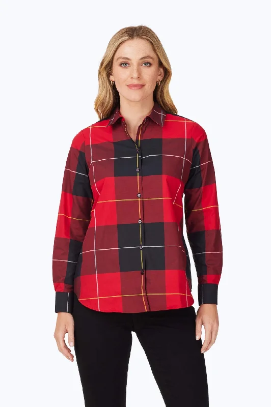 women’s skirts for office attire -Rhea No Iron Exploded Plaid Shirt