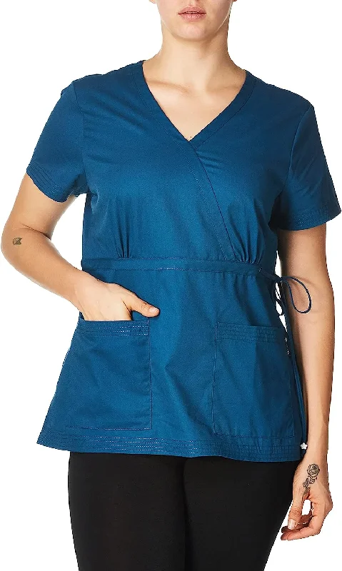 women’s silk blouses for elegant outfits -koi Women's Katelyn Scrub Top_Caribbean Blue