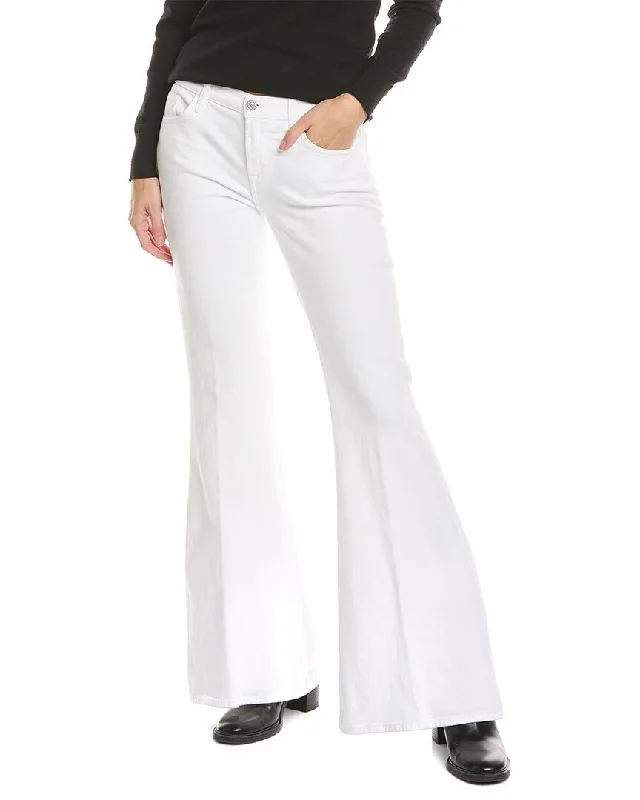 affordable women’s scarves for cold weather -7 For All Mankind Brilliant White Low-Rise Flare Jean