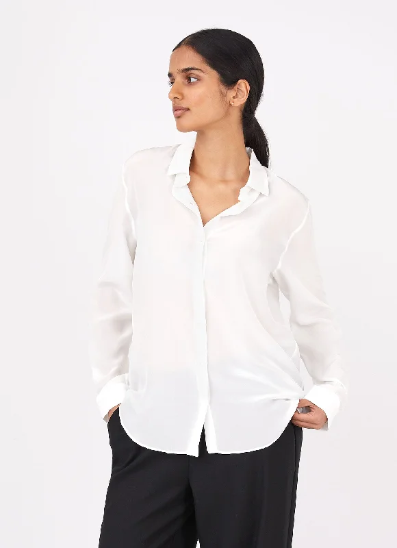 women’s elegant tops for date nights -Women's Silk Blouse in Ecru