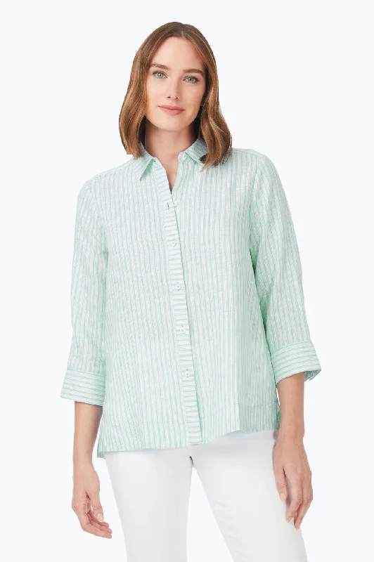 affordable women’s scarves for cold weather -Harley Easy Care Summer Stripe Linen Shirt