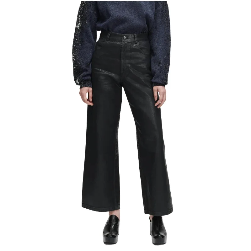 fashionable women’s outerwear for winter -Coated Puerto Pant In Black