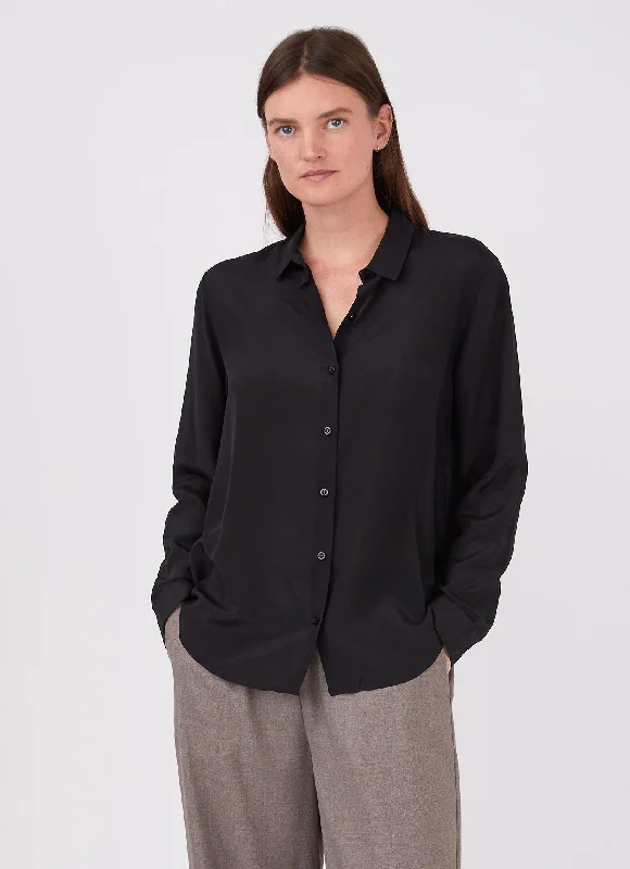 women’s pants with high-waisted designs -Women's Silk Blouse in Black