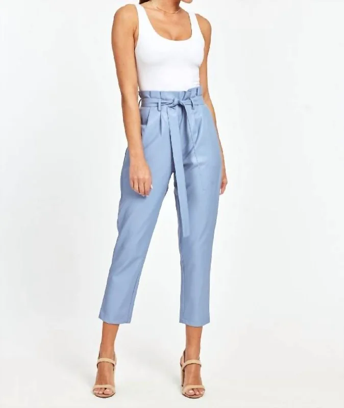 casual women’s pants for warm weather -Uptown Paper Bag Pants In French Blue