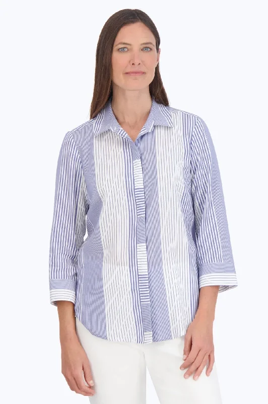 women’s workout wear for comfortable fitness -Luna No Iron Variegated Stripe Shirt