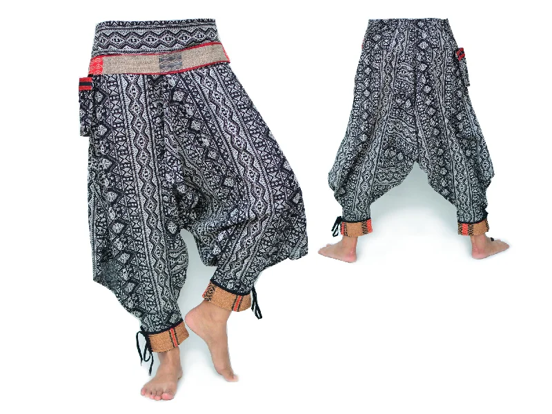 trendy women’s clothing for 2025 -Samurai Style Harem Pants Men Women Black Grey