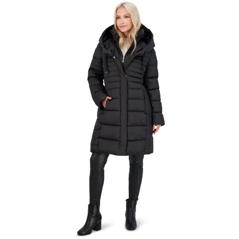 women’s formal suits for work events -Tahari Casey Fitted Puffer Coat for Women-Quilted Winter Coat with Bib