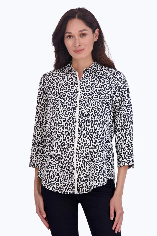 women’s warm coats for winter 2025 -Charlie No Iron Leopard Print Shirt