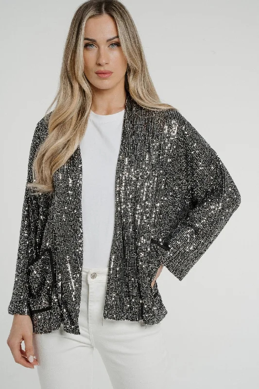 classic women’s jeans for casual outfits -Kendra Sequin Jacket In Silver