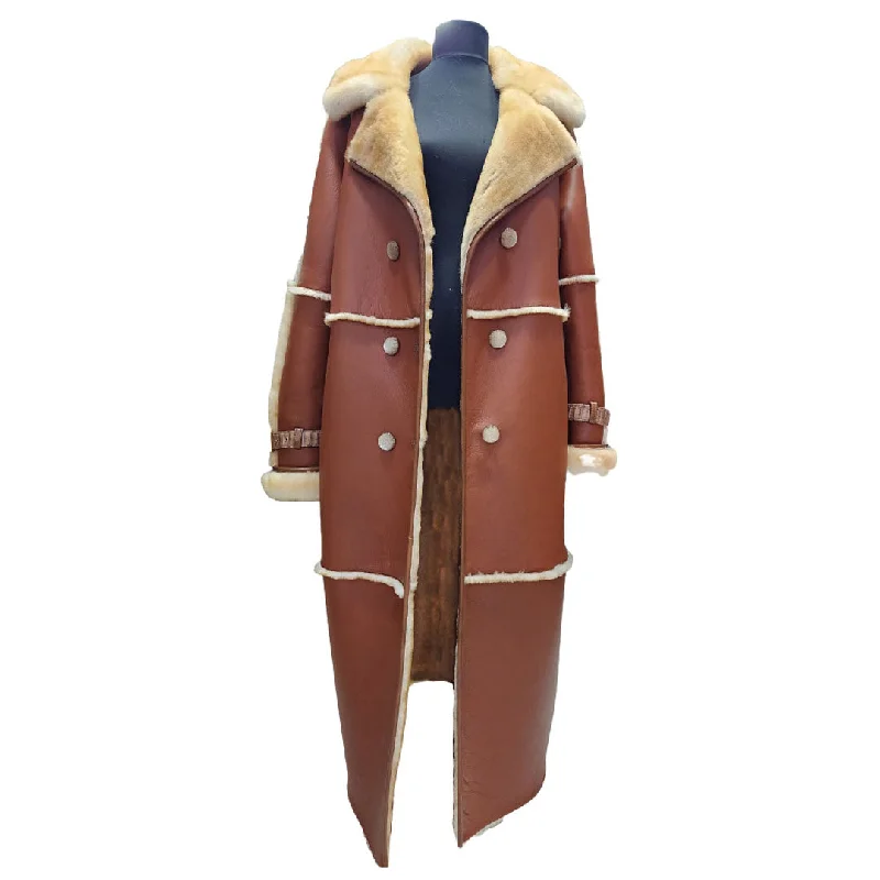 women’s dress shoes for special occasions -Liliana's Golden Tan Shearling trench coat