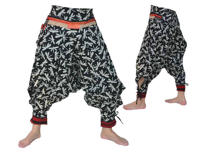 stylish women’s skirts for office wear -Samurai Style Harem Pants Men Women Black Grey