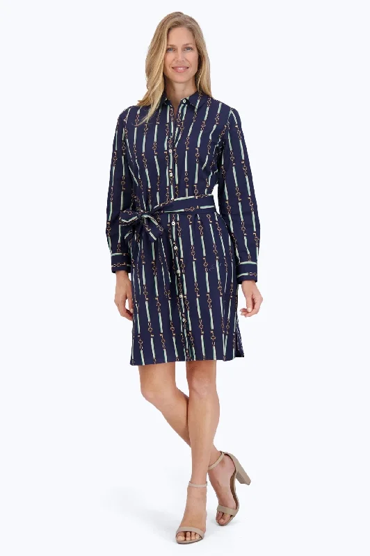 women’s cozy pajamas for winter nights -Rocca No Iron Keychain Stripe Dress